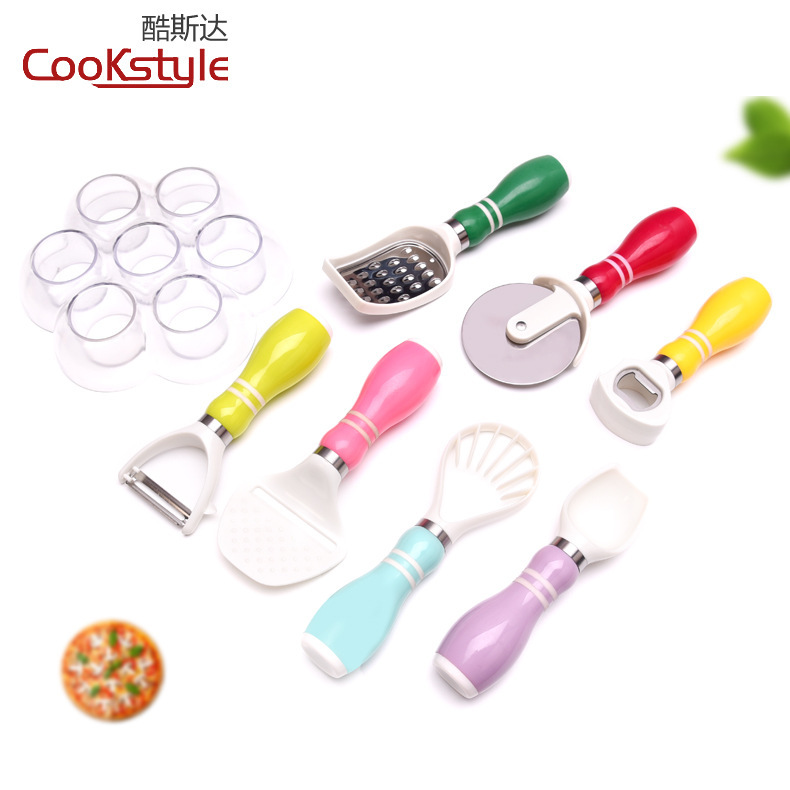 Herramientas de cocina 8-pieza de acero inoxidable melón Planer helado cuchara pelador abridor de botellas cuchillo de pizza multifuncional hogar
