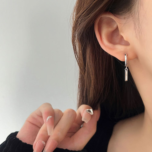 S925 Pure Silver Small Silver Bar Earrings for Women, Summer Simple Ear Drops, Unique Design Sense,  New Trend Pendant