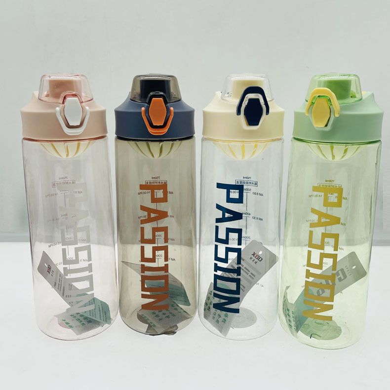 Xinbedi nuevos deportes agua taza de plástico 750ml gran capacidad estudiantes masculinos y femeninos fitness portátil al aire libre