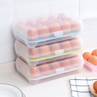 Kitchen 15-grid egg storage box egg preservation box for refrigerator multi-layer egg box plastic egg tray