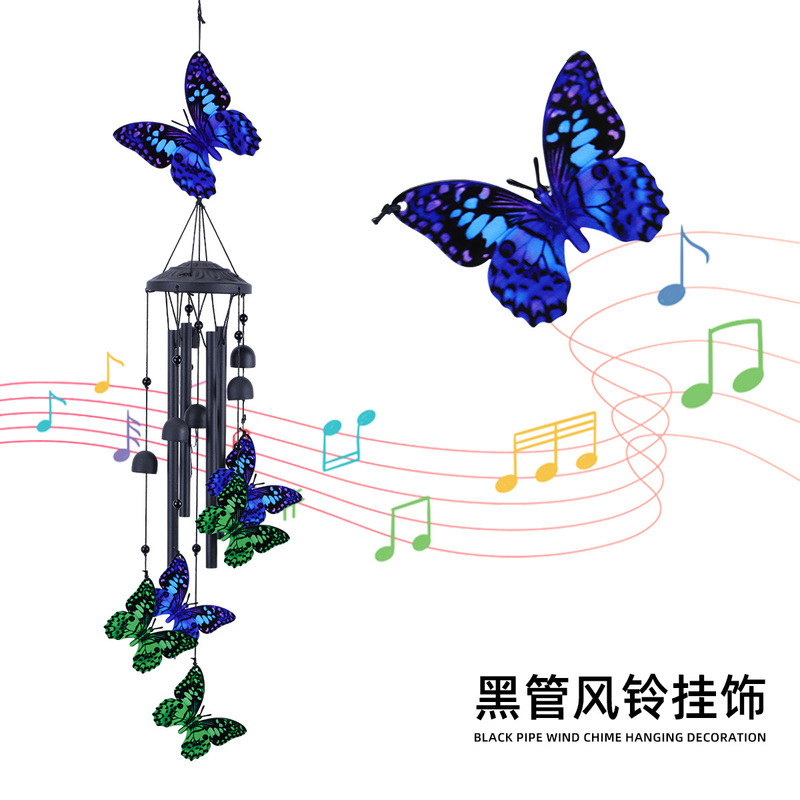 Cross-Border Popular Butterfly Wind Chime Painted Hanging Decoration for Home, Garden, Balcony, Outdoor Wind Chime Decoration Craft