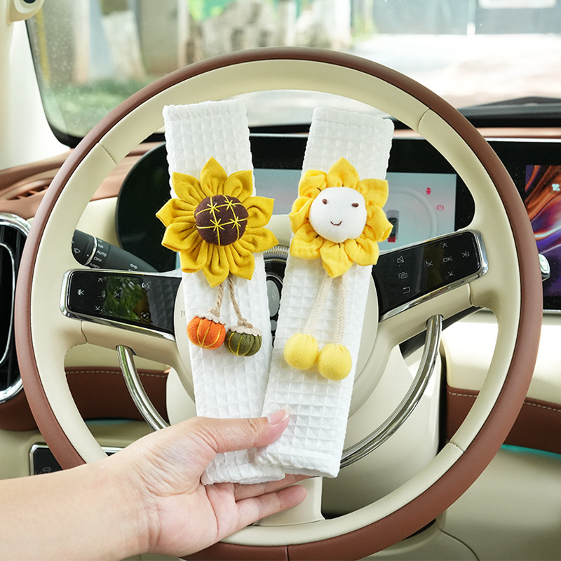 Car Seat Belt Shoulder Cover Waffle Car Seat Belt Anti-Strangle Protective Cover Cute Car Interior Supplies