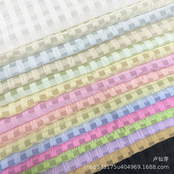 Sunscreen Bubble Lattice Spring and Summer New Men's and Women's Children's Wear dress Fabric Candy Color Fashion Sunscreen Lattice