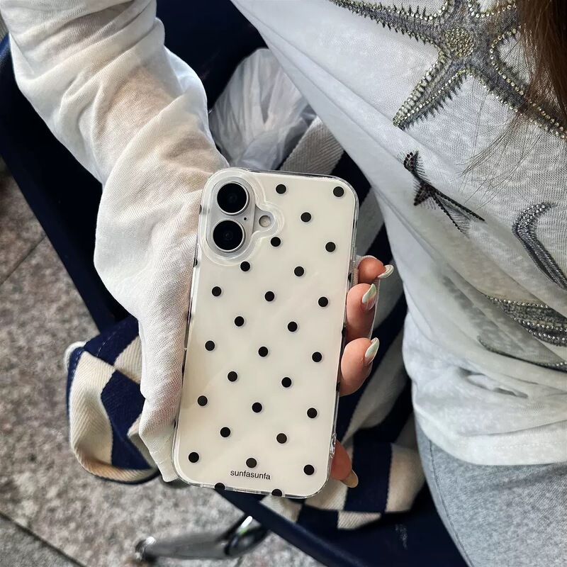 New IMD white case suitable for Apple 16ProMax phone case iPhone17/14Pro polka dot 15 hard 13x New IMD white case suitable for Apple 16ProMax phone case iPhone17/14Pro polka dot 15 hard 13x