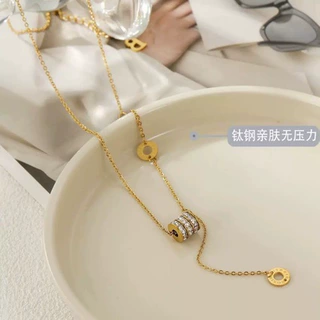 2025新款小蛮腰钛钢项链女罗马数字流苏锁骨链小众轻奢设计感饰品