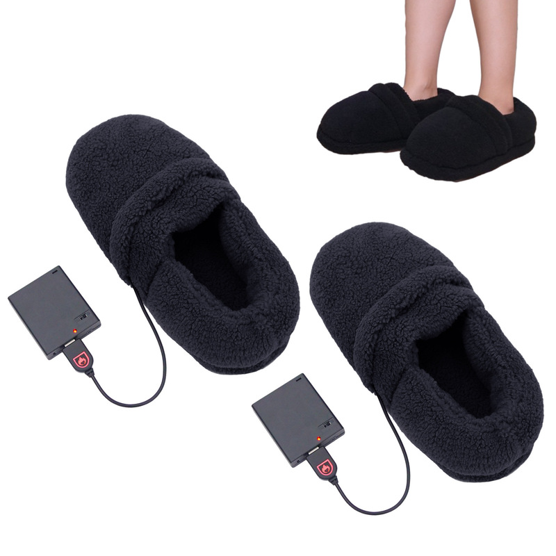 USB rechargeable heating cotton shoes No. 5 dry battery heating thermal men's and women's slippers indoor foot warmer cross-border electric heating shoes