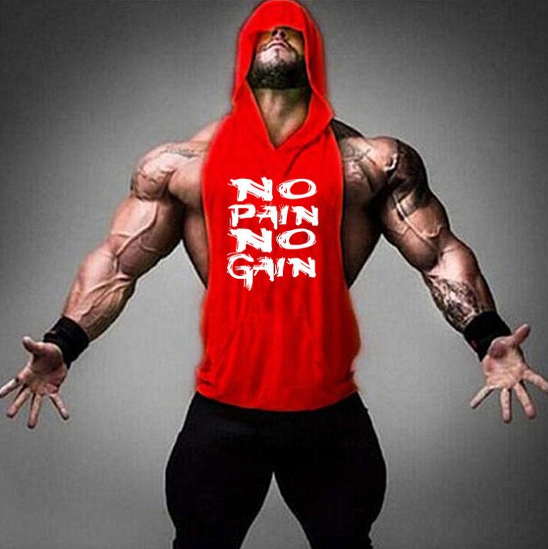 Summer Pullover Hooded Sports Fitness Basketball Training Waistcoat Chop Sleeve Vest Loose Men's Sleeveless T-shirt Hoodie