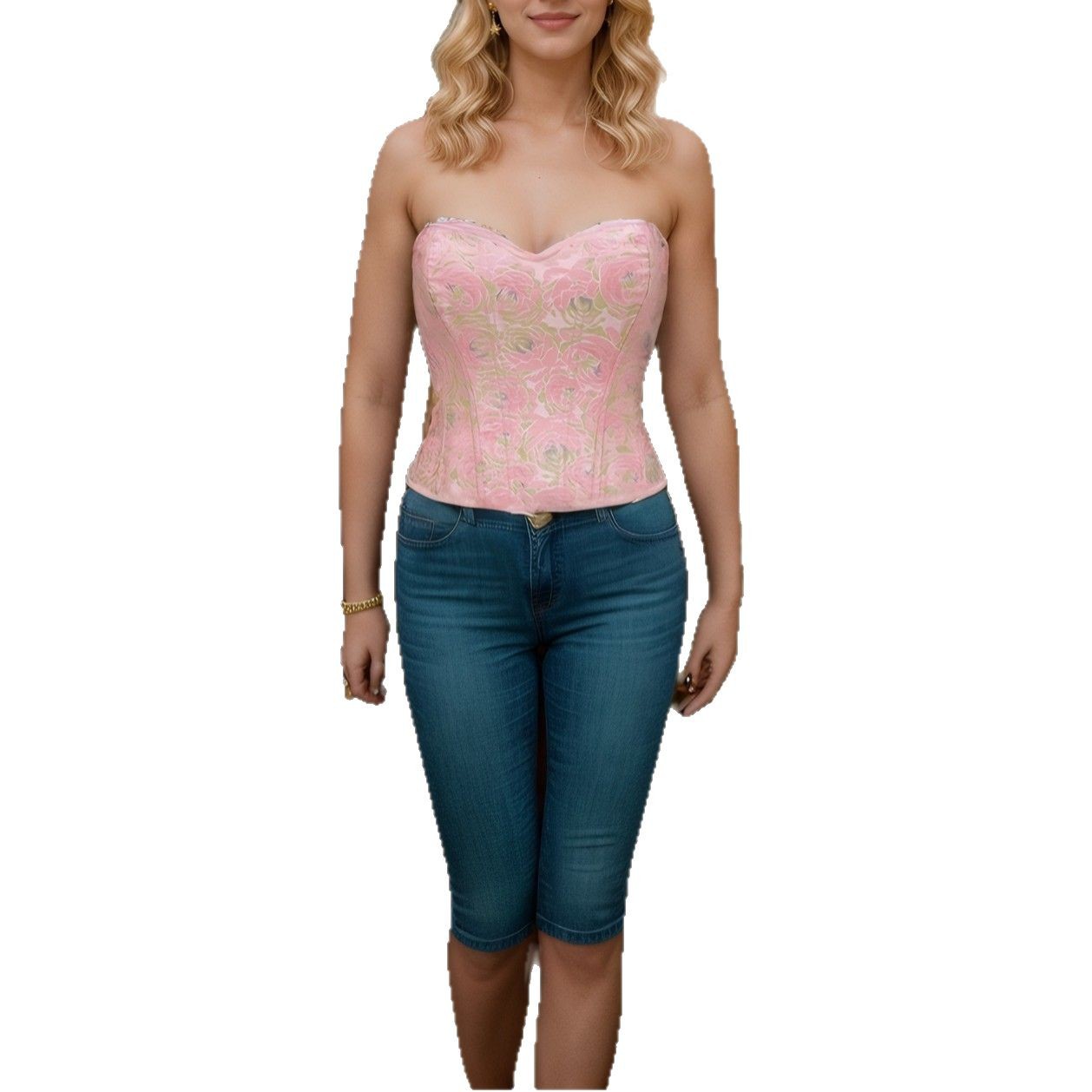 Europa y los Estados Unidos quieren un patrón rosa cinturón para el pecho, soporte de pecho para la corte, ropa de corte para mujeres, comercio exterior, oferta internacional.
