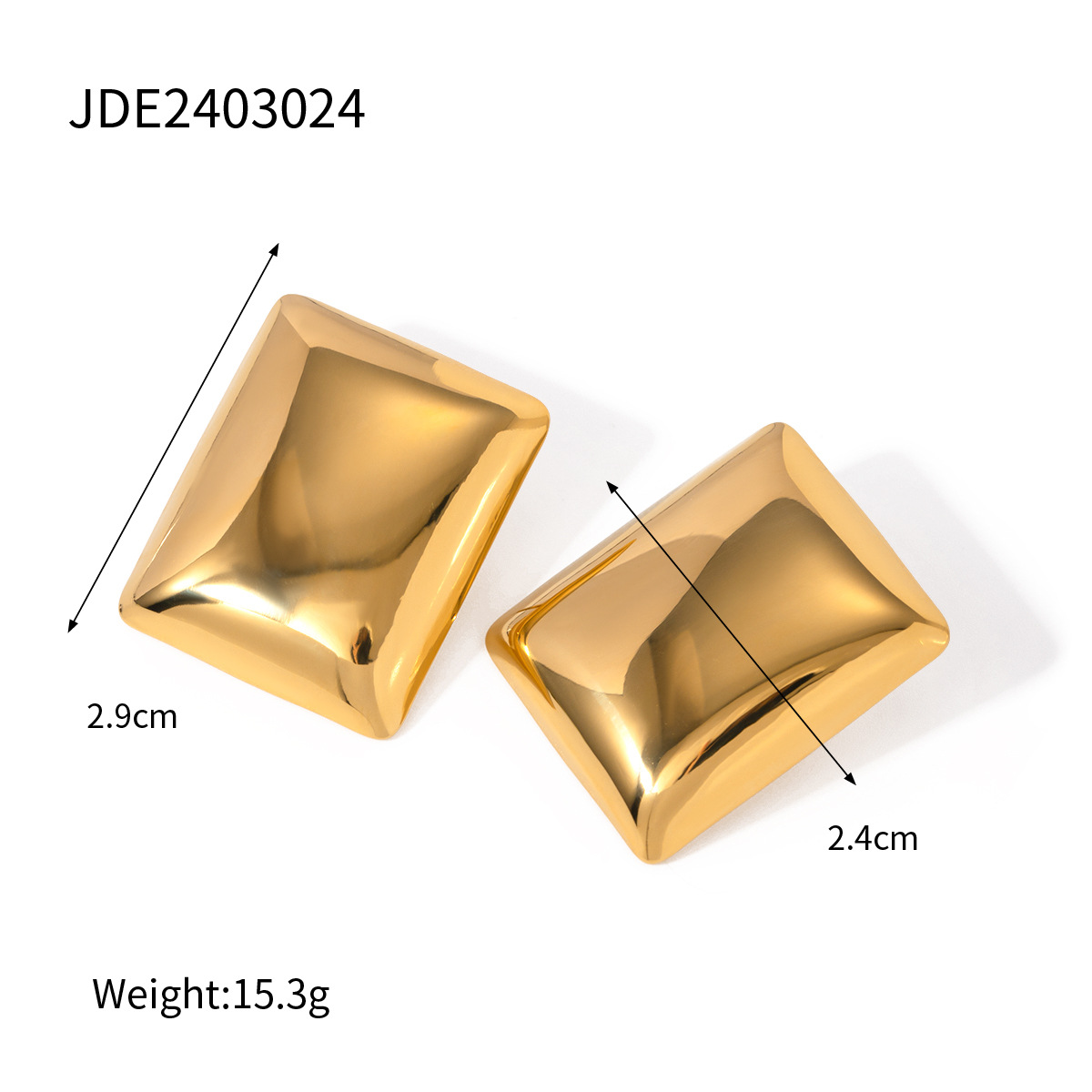 18k oro de acero inoxidable geometría aretes de acero inoxidable para mujeres Europa y los Estados Unidos de moda simple lujoso ligero rectangular aretes de acero de titanio brillante image 7