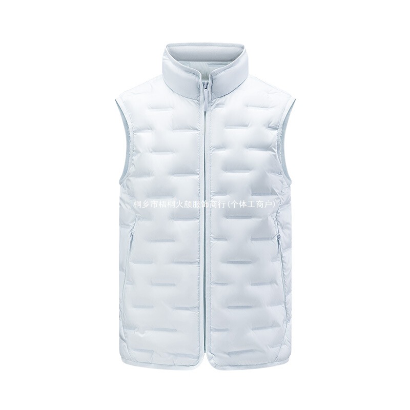 Jinmamaxiang 2026 Autumn/Winter Couple's Down Vest with Stand Collar, Warm Outerwear in Black, Light Blue, Dark Blue, and Dark Gray
