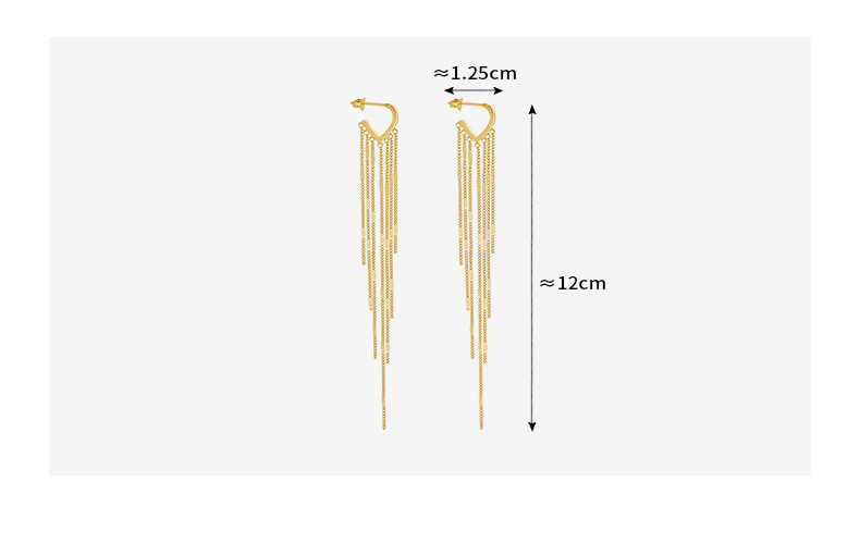 Korean Style Tassel Earrings Titanium Steel Plated 18k Real Gold Ear Jewelry display picture 1