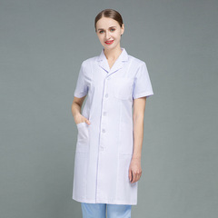 Export white lab coat summer women thin short-sleeve jacket oral doctor work uniform men long-sleeve white coat experimental coat
