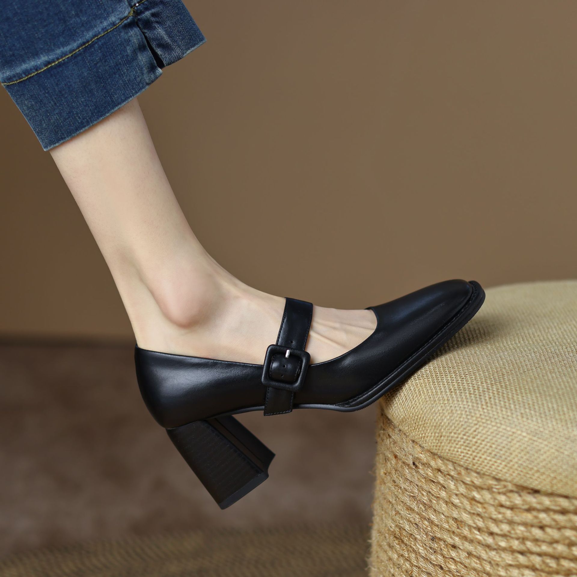 CHIKO Paramita Square Toe Block Heels Mary Jane Shoes