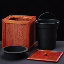 花梨实木茶具茶桶 茶道配件方形茶水桶垃圾桶茶渣桶茶盘排水茶桶