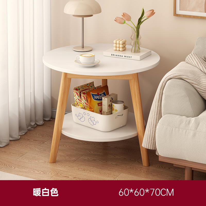 Mesa de cabecera de doble capa mesa de té pequeña casa de alquiler al lado de la casa balcón pequeña mesa de té estante de almacenamiento doméstico estante de almacenamiento de dormitorio