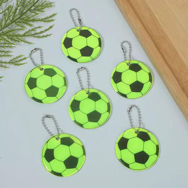 Reflective Football Student Schoolbag Pendant PVC Keychain Night Safety Warning Logo Riding Reflective Hanging