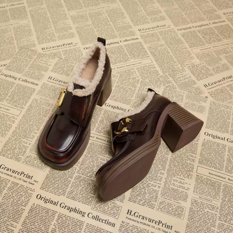Shoes, demi-season warm high loafers for leather shoes