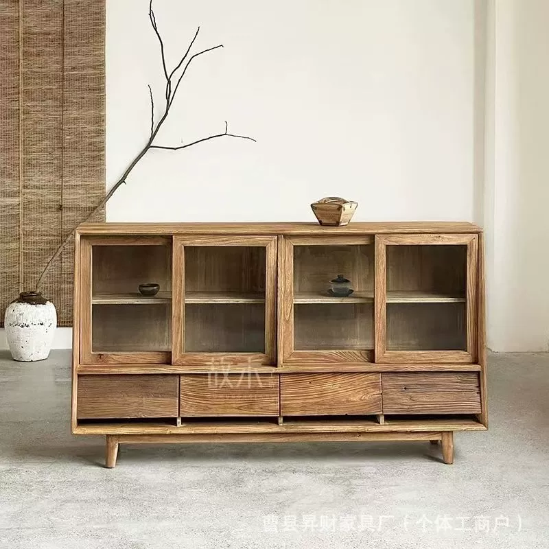 Одиночный ветер шкаф из цельного дерева старый шкаф для хранения вязов офис шкаф для чая в семье