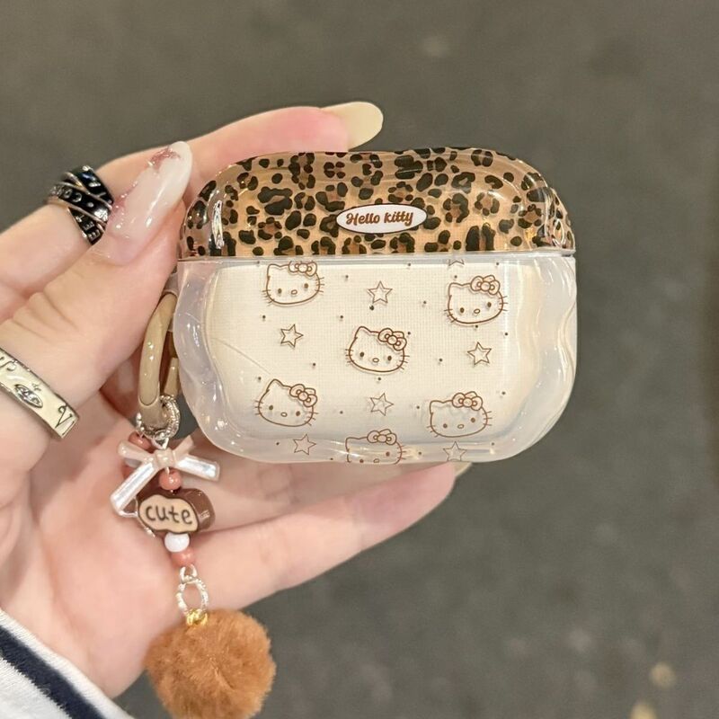 Leopard Print Patchwork Kt Cat Design Suitable for Airpodspro2/3 Generation Apple Bluetooth Earphone Case Airpods4 Generation New Model Leopard Print Patchwork Kt Cat Design Suitable for Airpodspro2/3 Generation Apple Bluetooth Earphone Case Airpods4 Generation New Model