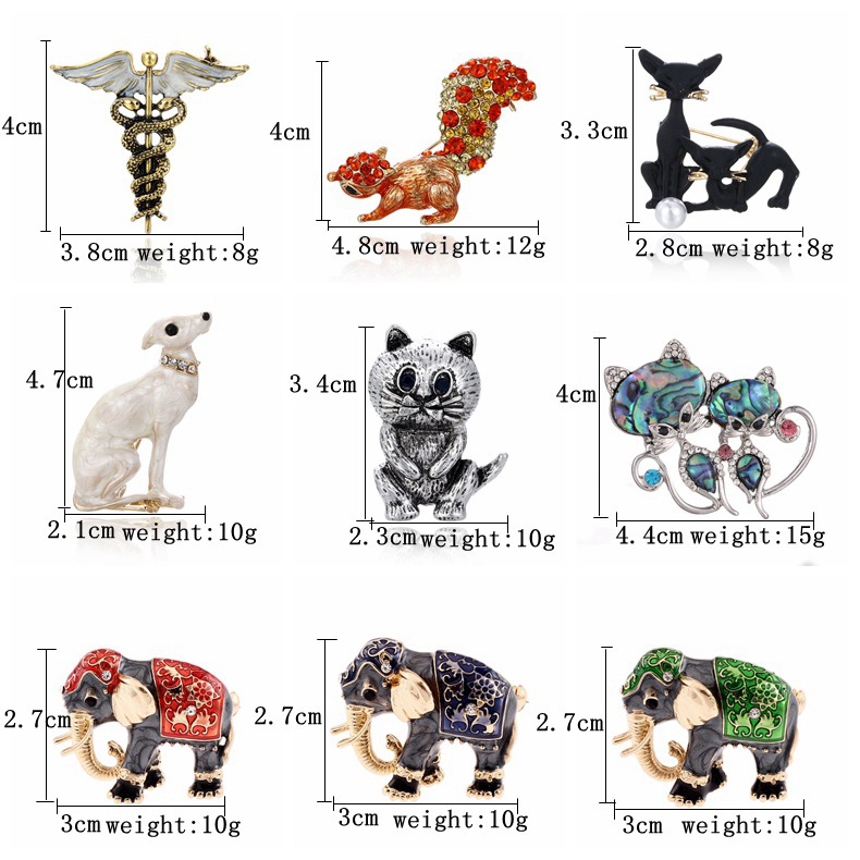 Animal Collection Brooch with Diamonds, Versatile Rabbit, Dog, Horse, Penguin Brooch, Enamel Fashion Accessories, Pins, Ready for Sale