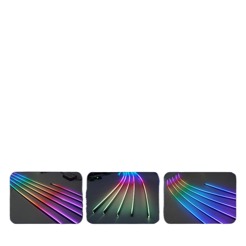 Lámpara de atmósfera LED automotriz controlada por voz tipo flujo de luz brillante colorido montado en automóviles 64 colores ocultos tipo lámpara de atmósfera de inducción interior