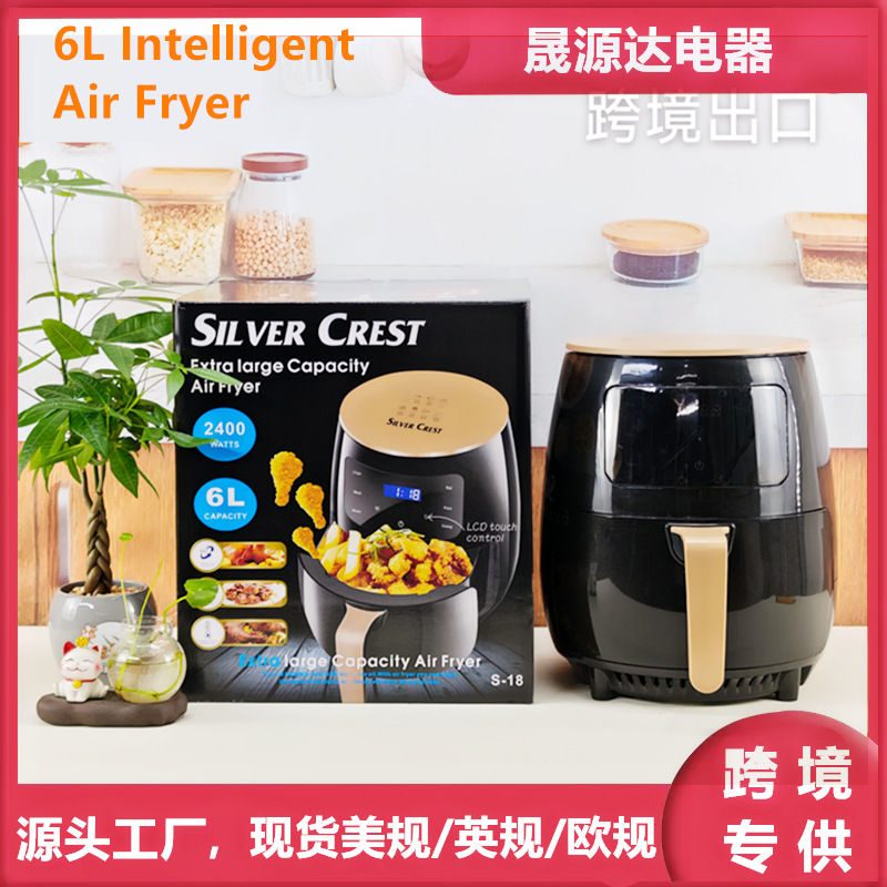 Cross-Border Airfryer Large-Capacity Smart Lcd Multi-Function Electric Fryer with No Oil Smoke and Smart Touch Control