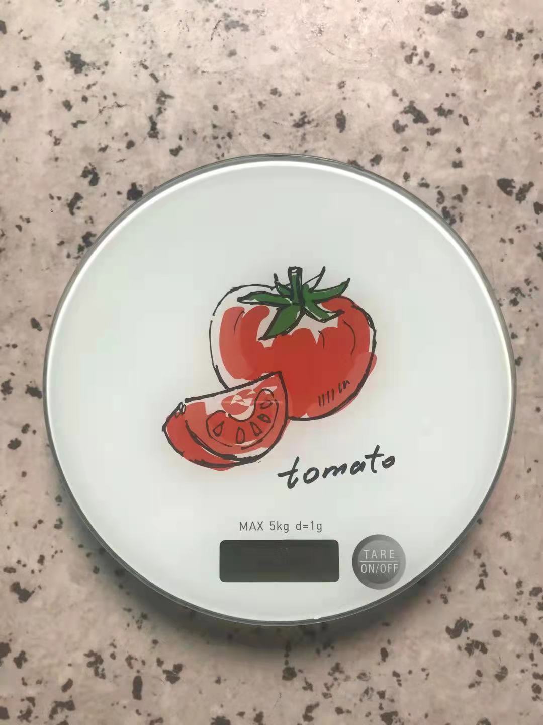 Báscula de cocina de vidrio redondo Báscula electrónica Báscula de horneado Exportación de comercio exterior Inglés