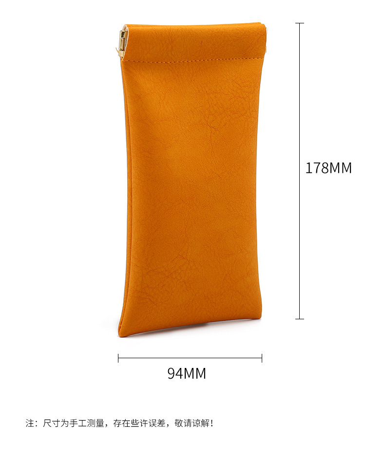 Leather Magnetic Glasses Pouch Mini Auto-Close Eyewear Bag Portable Lipstick Case Green overview