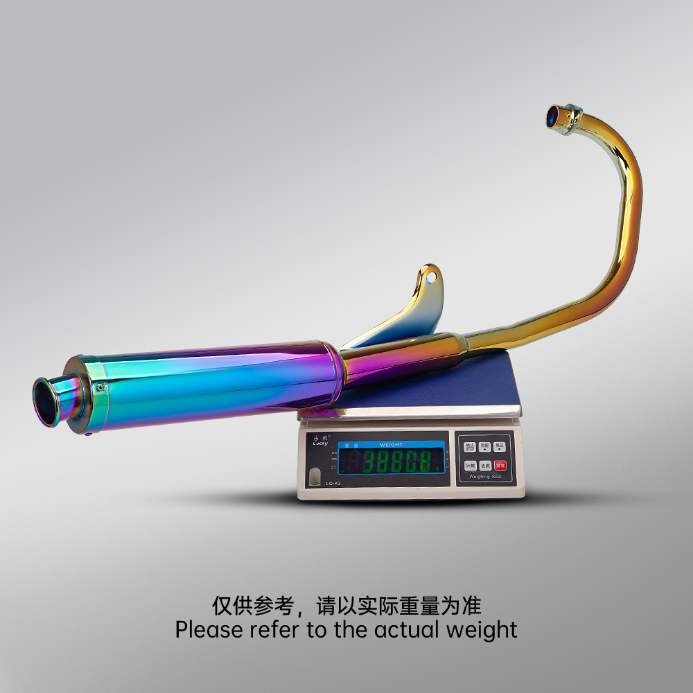 Motorcycle Cg125 Modification Stainless Steel Front Exhaust Pipe and Rear Exhaust Pipe, Colorful Full-Length Exhaust Pipe with Non-Destructive Installation