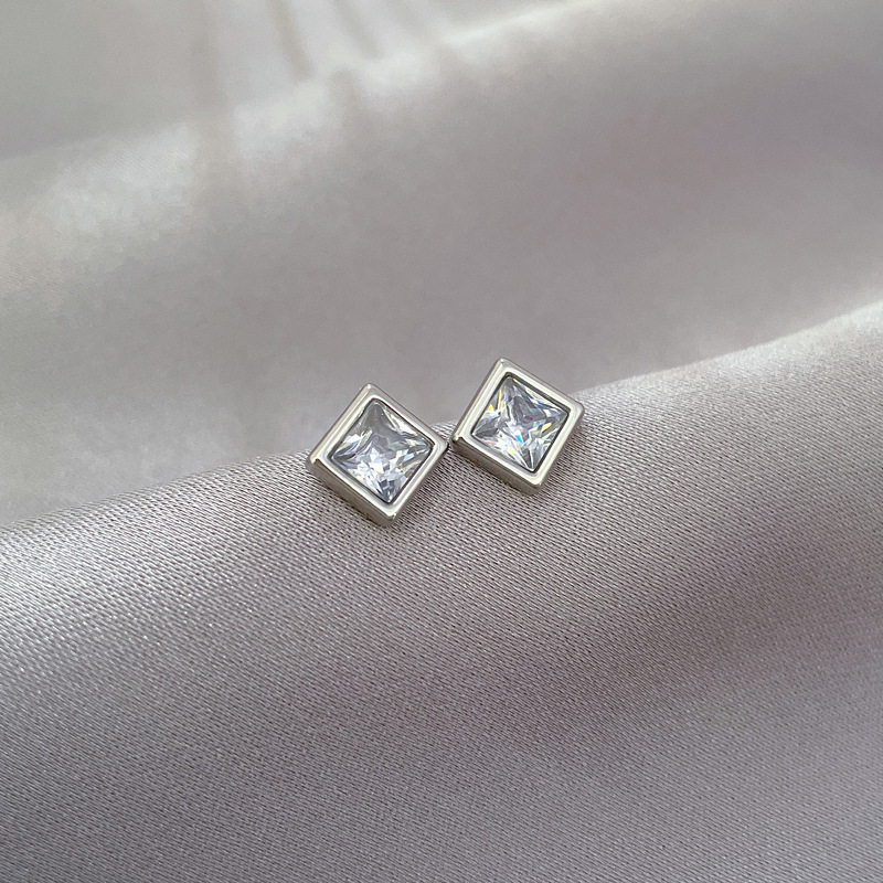 【通体钛钢】方形锆石极简风耳钉冷淡男女耳环个性气质宴会耳饰详情9