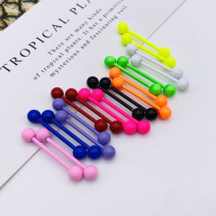 10 colors optional stainless steel baked paint tongue pin nipple ring European and American hot-selling ear bone pin body piercing piercing jewelry 