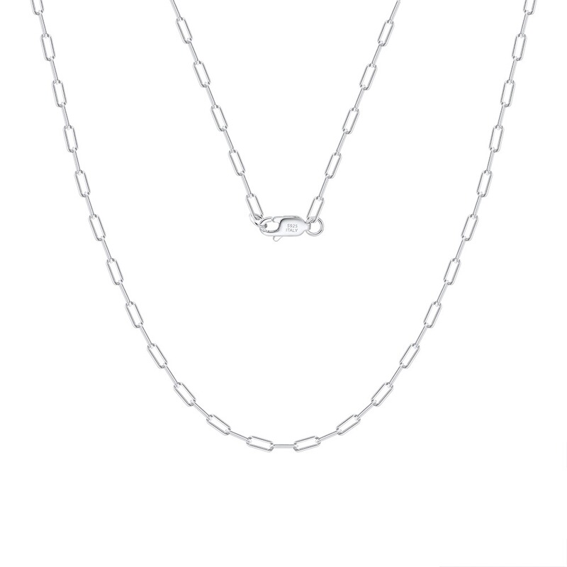 Huasheng S925 Silver Necklace, Popular Model 1.8*4.2 Paperclip Chain, Clavicle Chain, Direct Sales from the Manufacturer, Wholesale
