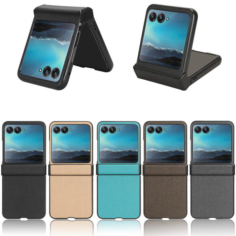 适用摩托罗拉Motorola Razr 40 Ultra手机壳沙皮纹三段式贴皮外壳