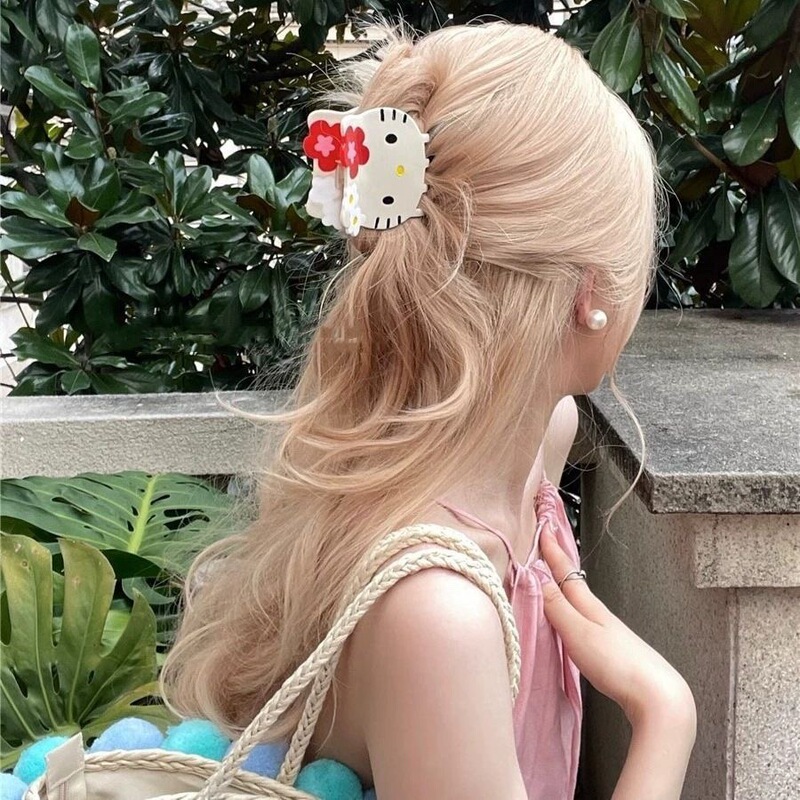 Hawaiian Kitty grip hellokitty acetate cute girl KT shark clip high-grade cartoon hair grip Hawaiian Kitty grip hellokitty acetate cute girl KT shark clip high-grade cartoon hair grip