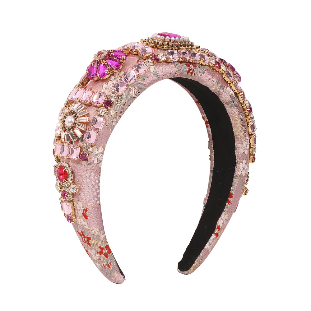 Retro Thick Sponge Embroidery Pearl Diamond Headband Wholesale Nihaojewelry display picture 4