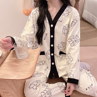 Lunar Clothing Spring and Autumn Postpartum Breastfeeding Clothing Pregnant Women Pajamas Pregnant Period Breastfeeding Clothing Autumn and Winter Two-Piece Home Clothing