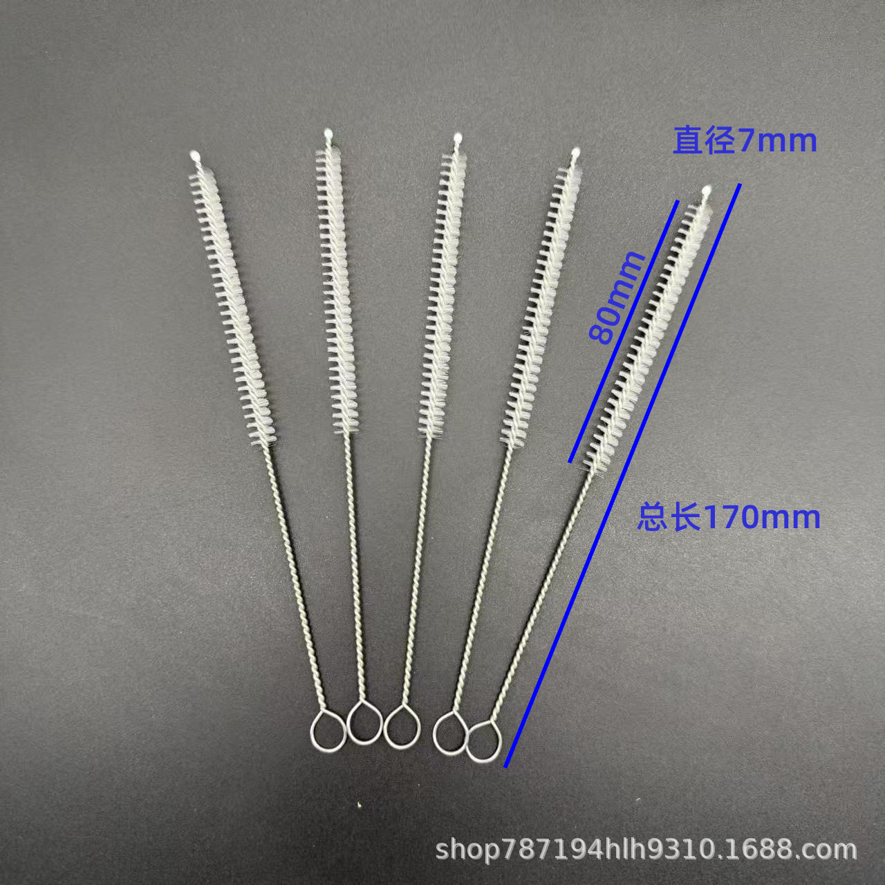 Cepillo de limpieza de mango largo de 170*80*7, cepillo para tuberías de acero inoxidable 304, cepillo para tuberías de agua de cafetera pequeña, cepillo para pajitas