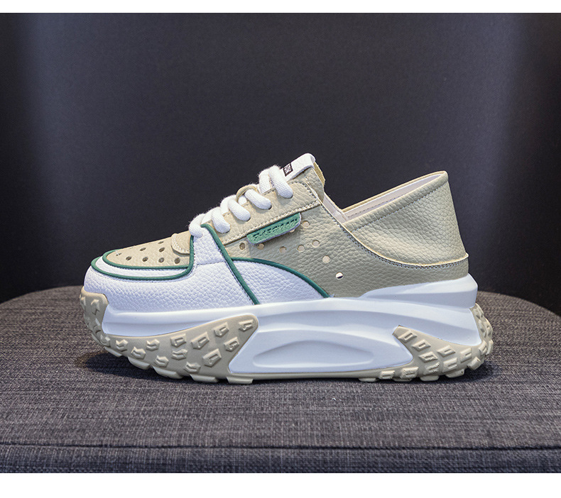 Giày sneaker nữ da thật đế dày phong cách thể thao tăng chiều cao, có thể xỏ như dép, mẫu hè 2026 — M2328 màu tím, M2328 màu đen, M2328 Màu Đỏ, M2328 màu xanh lá chi tiết 26