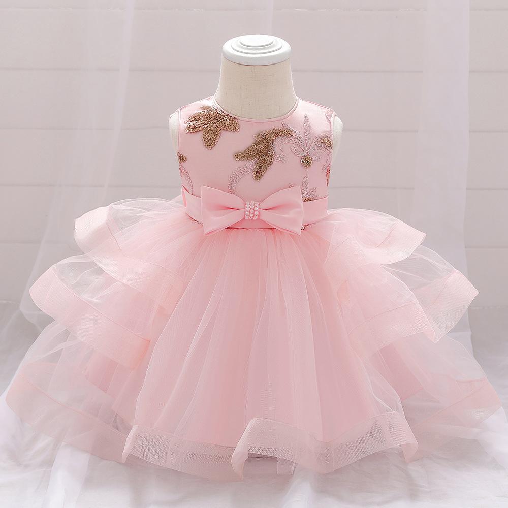 Nueva industria pesada bordada esquinilla sin mangas niñas princesa esquinilla arco red esquinilla vestido de fotografía