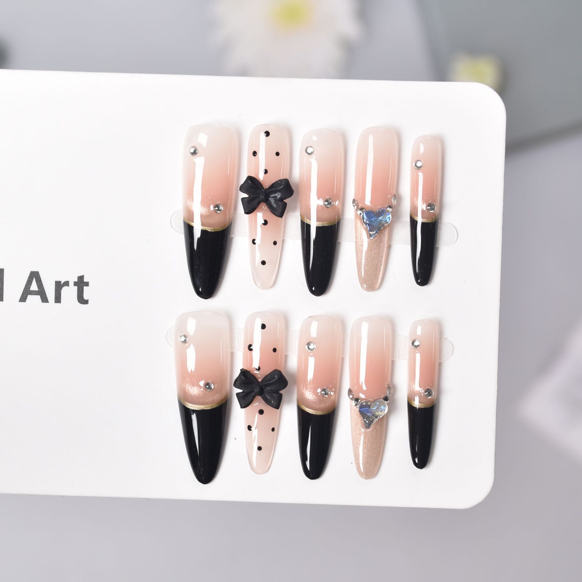 Arco largo de estilo francés punto ondulado para usar uñas manuales parches de uñas productos terminados desmontables inswind manicure