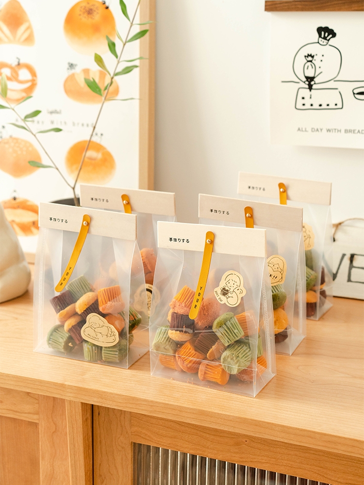 Galletas de madera de cardíaco bolsas independientes transparentes hechas a mano tortilla de nieve galletas de arroz pegajoso barco leche jujube envasado