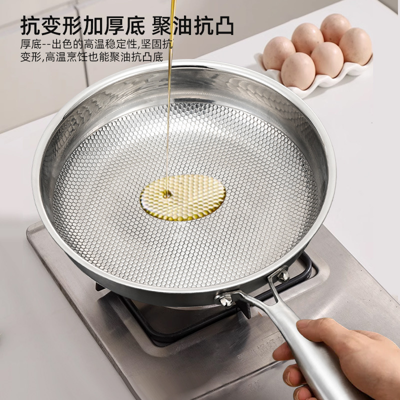 Cassley 316L panela de acero inoxidable casera antiadherente de grado alimenticio sin recubrimiento panquequeca de huevo filete freidora