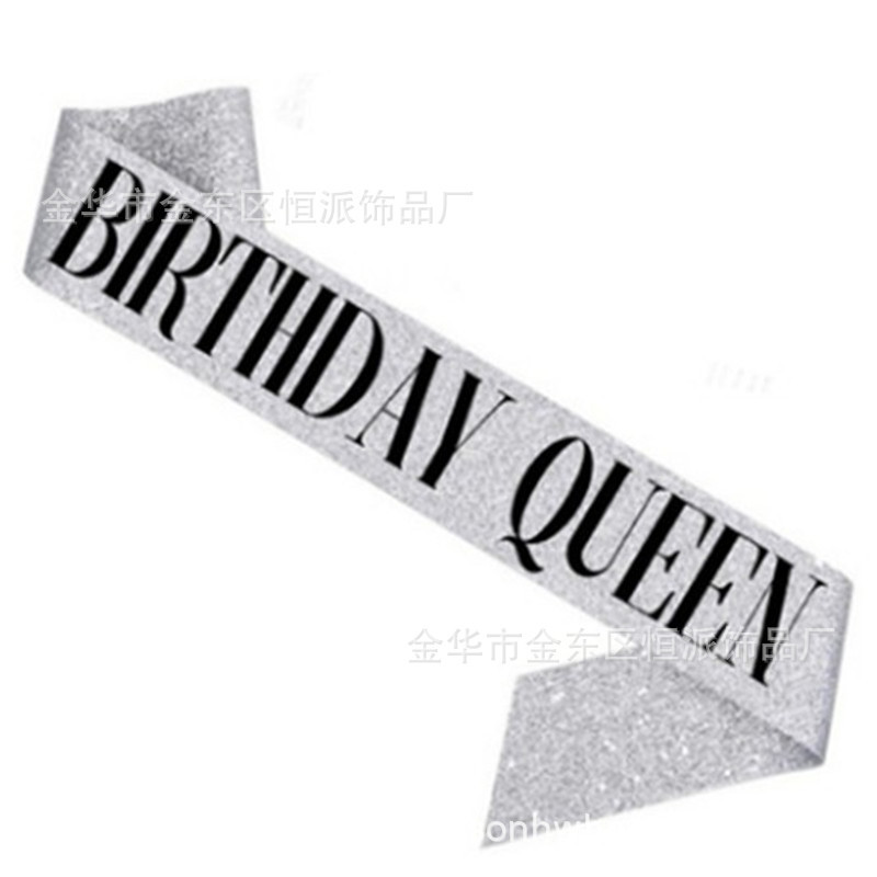 Cumpleaños en stock, banda de cumpleaños, correa de etiqueta, corona de oro rosa, correa de hombro