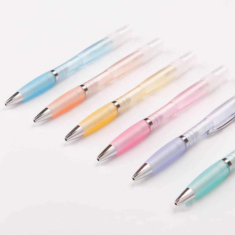 跨境马卡龙简约学生书写工具小清新消毒免洗手液酒精喷雾笔圆珠笔