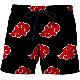 Cross-Border Digital Printed Beach Pants 3D Shorts Beach Pants 3D Beach Pants Naruto 123Qi2023