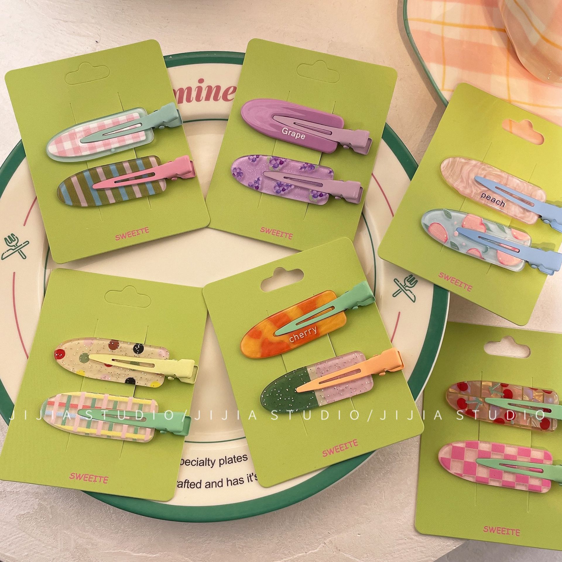 fun fruit barrettes 2 pack cute seamless barrettes sweet peach all-match bang side clip korean hair accessories