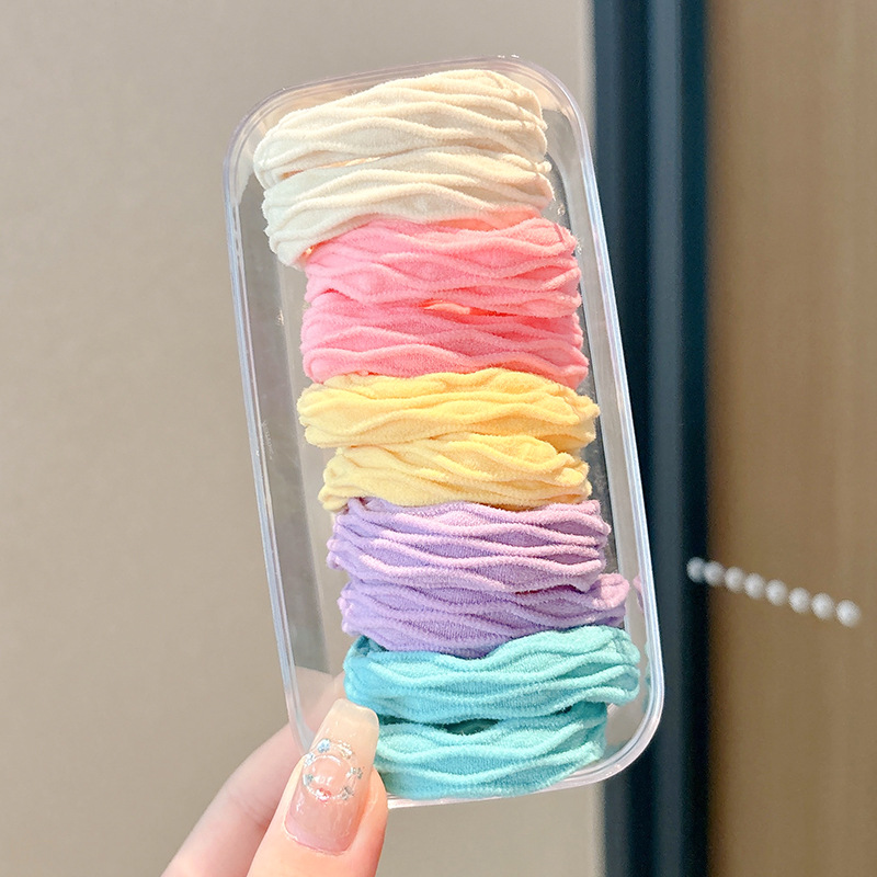 Cuerdas de cabeza de alta calidad, lindas chicas, cabello azul de sal marina, alta elasticidad y duradera, anillo de cabello de cola de caballo, correa de cuero para mujeres