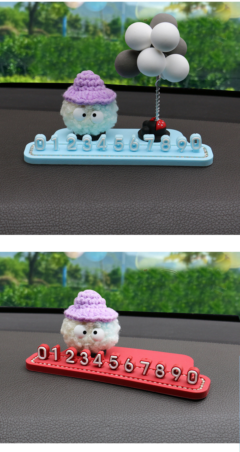Trendy temporary parking sign with phone number, 4D colorful, DIY parking card for car interior decoration