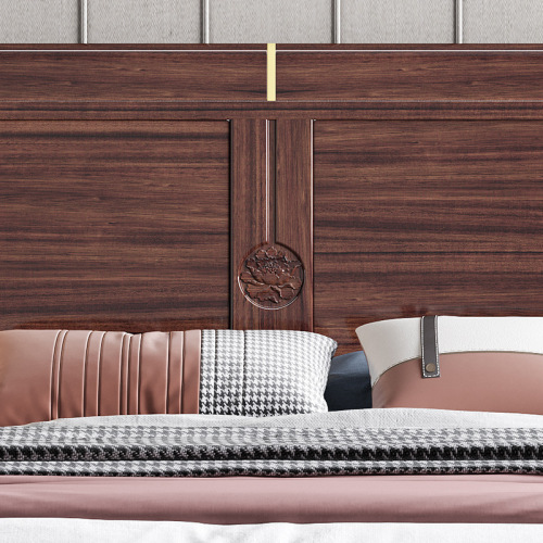 New Chinese Style Urchin Wood Solid Wood Bed 1.8M Double Bed Modern Minimalist Master Bedroom Home Storage Wedding Bed Queen Size Bed