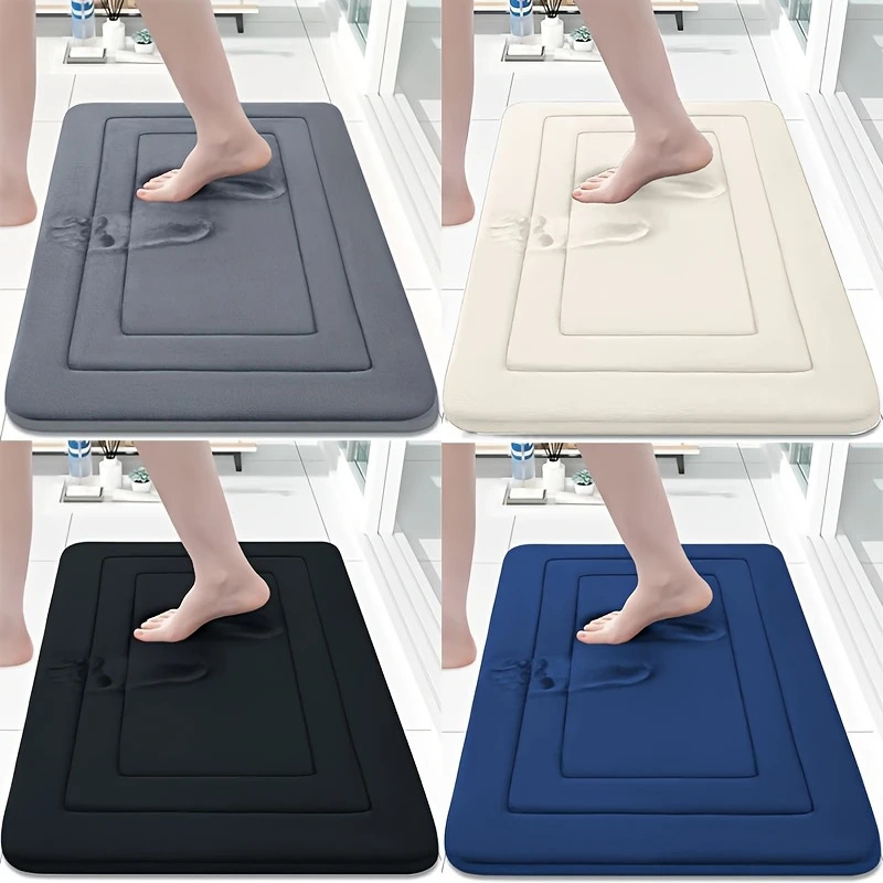 in stock Back Pattern Coral Fleece Bathroom Floor Mat Household Toilet Water Absorbent Foot Mat Home Door Mat Labeling for Hair